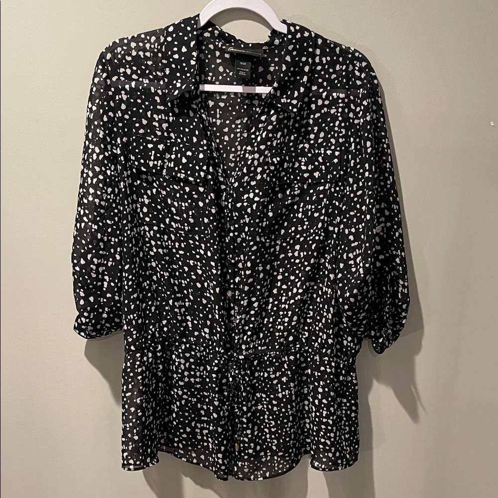 Lane Bryant Black and White Polka Dot Blouse